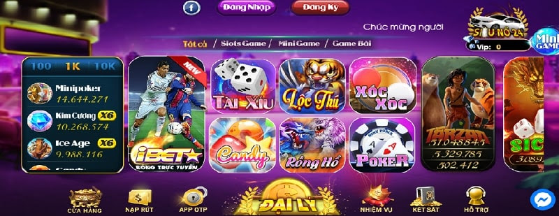 Giao diện hết sức đẹp mắt của cổng game Nohu Club