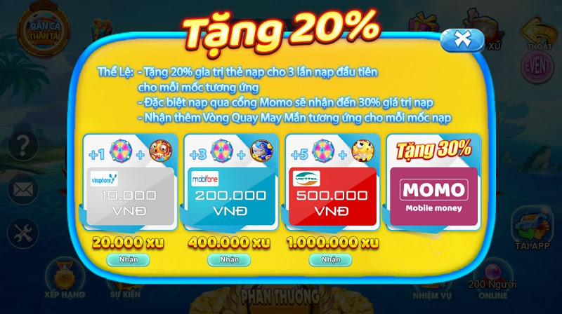 Khuyến mãi tại cổng game Bắn Cá Thần Tài