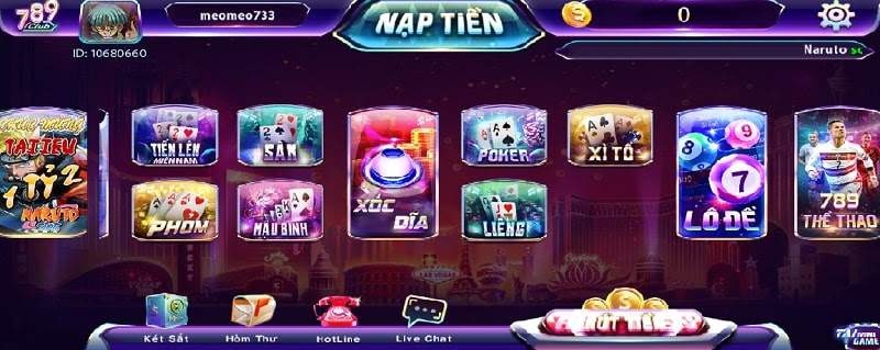 Game bài là thể loại không thể thiếu tại 789 Club