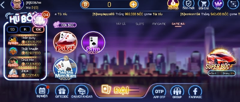 Bốc Club cung cấp rất nhiều các thể loại game bài