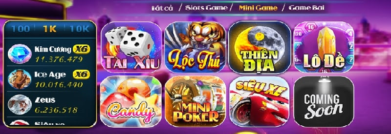 Một số tựa minigame đổi thưởng tại cổng game Nohu Club