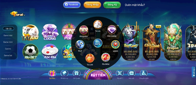 Giao diện của cổng game bài đổi thưởng Rio66 trực quan, dễ dùng