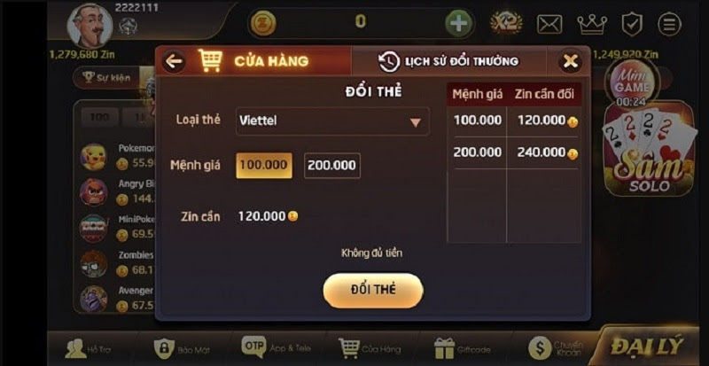 Rút tiền tại cổng game Zindo Club 