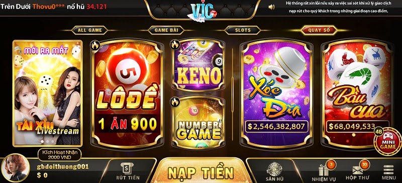 Minigame tại cổng game Vic Win