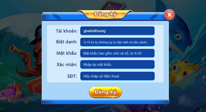 Đăng ký tài khoản tại cổng game Bancah5