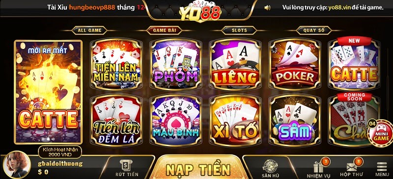 Game bài tại cổng game Yo88