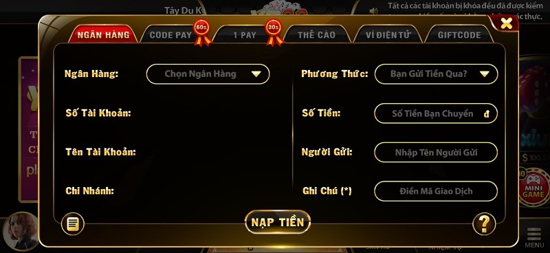 Nạp tiền tại cổng game Yo88