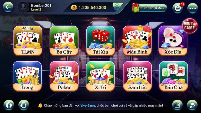 Các thể loại game của cổng game bài Viva Game