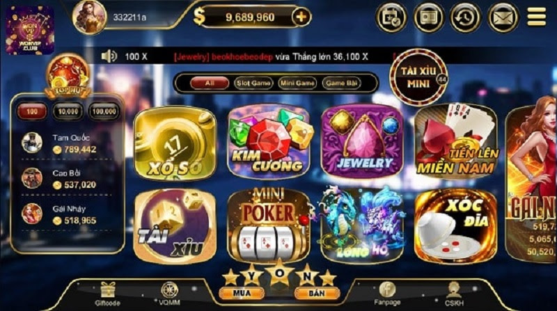 Giao diện cổng game Wonvip sắc nét