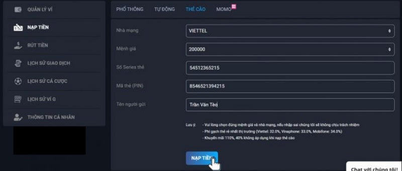 Nap tien tai khoản nhà cái Vkgame