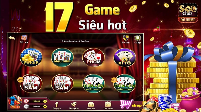 Sản phẩm đa dạng tại cổng game Sao Club