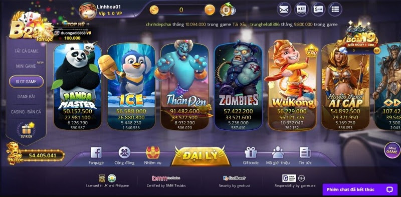 Sản phẩm slots game đặc sắc tại cồng game B29 Club