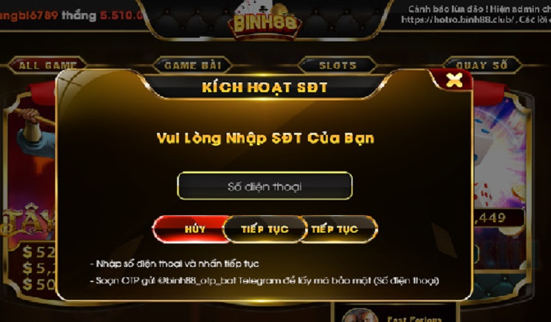 Cổng game Binh88 hỗ trợ bảo mật thông tin qua số điện thoại