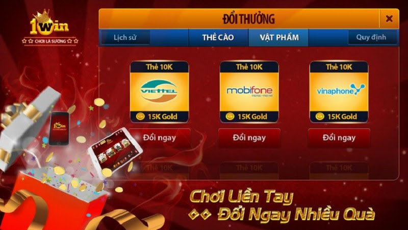 Đổi thưởng với nhiều phần quà hấp dẫn tại cổng 1Win Club