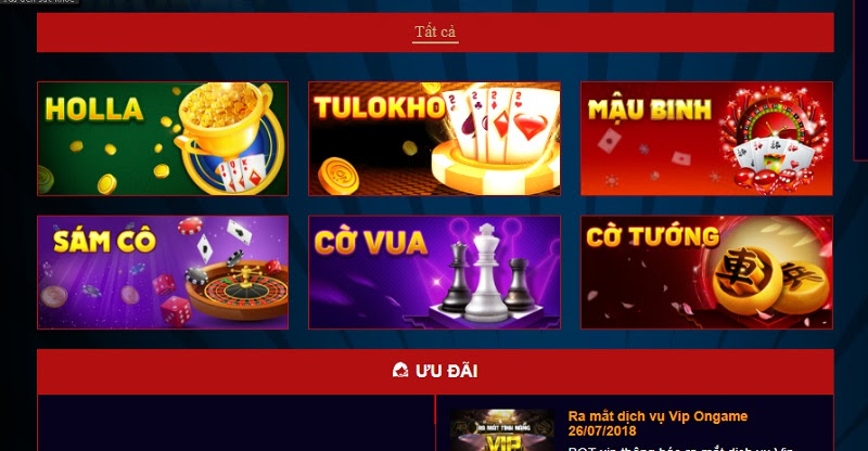 Bố cục rõ ràng tại cổng game bài Ongame