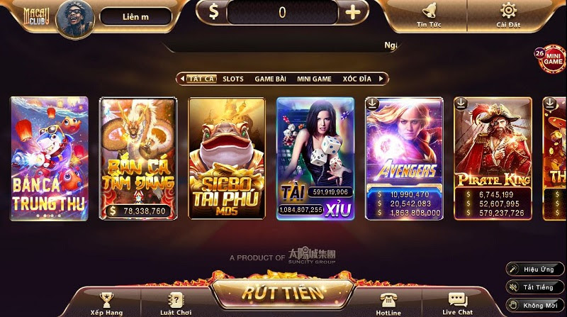 Cổng game bài Macau Club có giao diện đẹp mắt