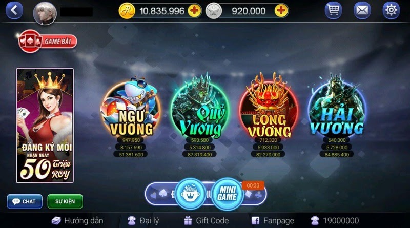 Giao diện game cực đẹp tại cổng game Roy Vip