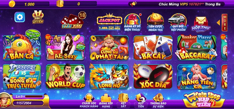 Giao diện cực độc lạ của cổng game bài V99 Win 