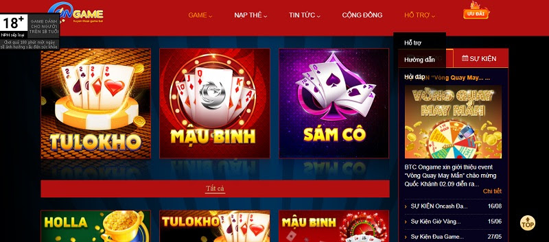 Kho game tại cổng game bài uy tín Ongame