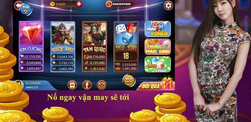 Nạp rút tiền ngay tại giao diện chính của cổng game Mig35