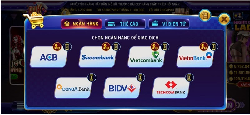 Hỗ trợ nhiều hình thức rút nạp