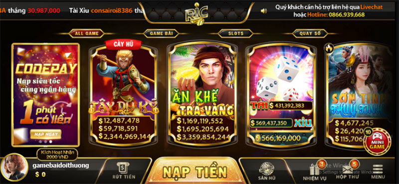 Slots game siêu hấp dẫn tại Ricwin