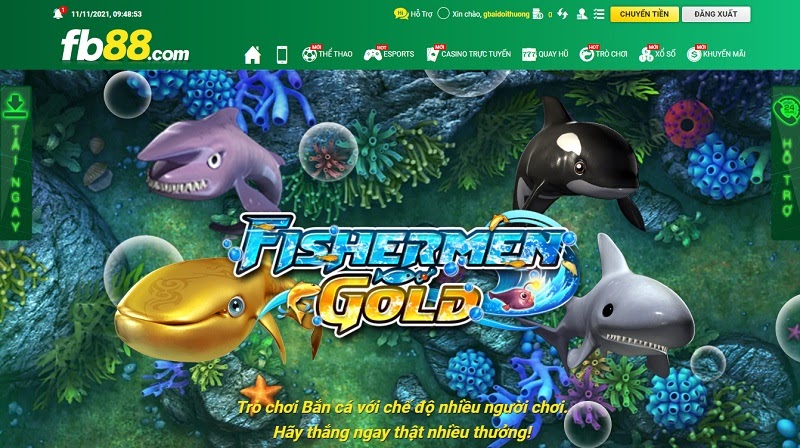 Tham gia tựa game Fishermen Gold cực đỉnh tại khu vực bắn cá FB88