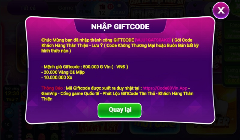 Giới thiệu giftcode 1g88 hấp dẫn