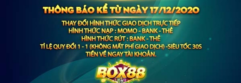 Thay đổi hình thức giao dịch tặng Giftcode Box88 không giới hạn