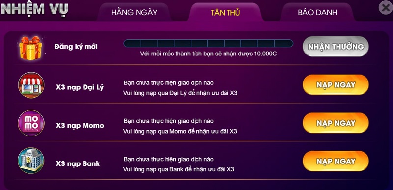 Rút tiền ở cổng game Choang Club