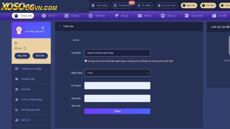 Nạp tiền chơi cược Xoso66 